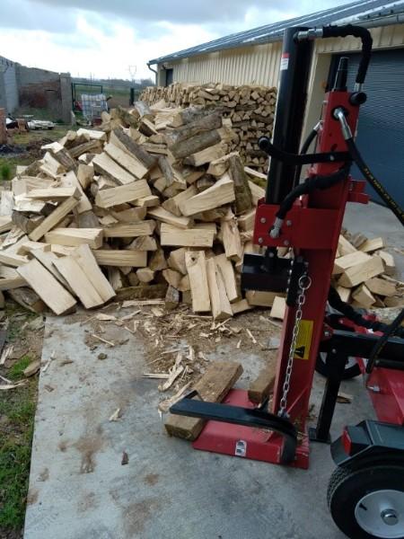 Transformation de grumes de charmes en bois de chauffage par votre paysagiste BRIDENNE Michael de ZUYTPEENE