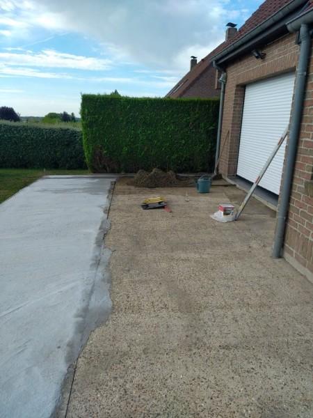 Extension de terrasse et pose de carrelage par votre paysagiste BRIDENNE Michael à Cassel